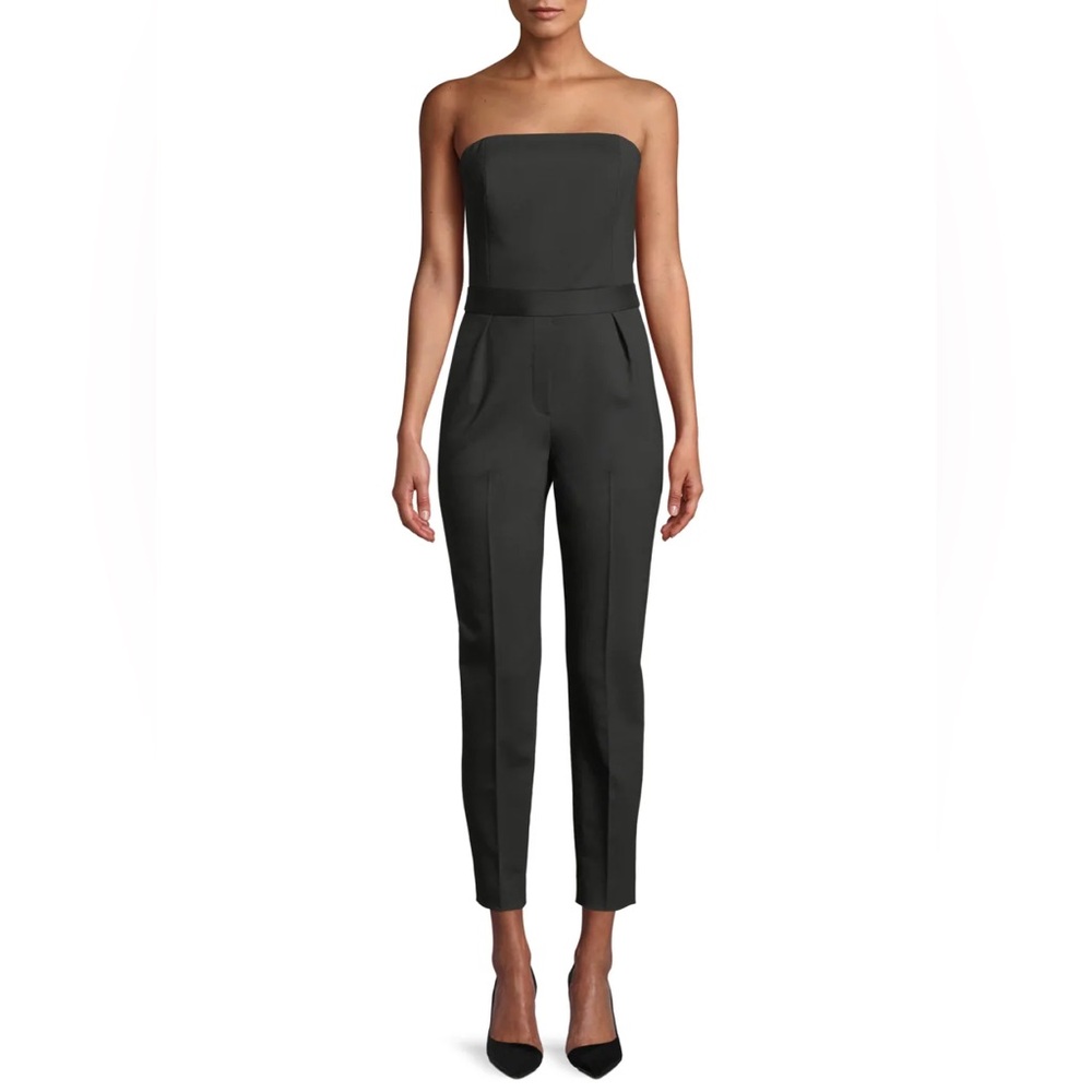 Theory Black Strapless Tux Wool Jumpsuit